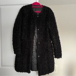 Black Via Spiga Reversible Faux Fur / Puffer Coat